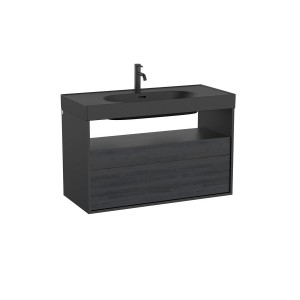 Meridian meuble 2 tiroirs et 1 niche noir mat et ébène 1000 mm - ROCA A858108610 