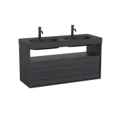 Meridian meuble 2 tiroirs et 1 niche noir mat et ébène 1200 mm - ROCA A858109610 