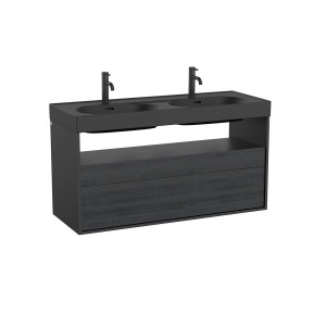 Meridian meuble 2 tiroirs et 1 niche noir mat et ébène 1200 mm - ROCA A858109610 