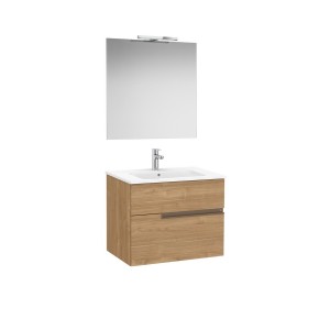 Victoria-n pack (meuble+lavabo+miroir+applique) 2 tiroirs 700 mm noyer - ROCA A852106517 