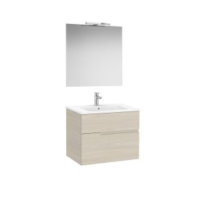 Victoria-n pack (meuble+lavabo+miroir+applique) 2 tiroirs 700 mm frêne clair - ROCA A852106541 