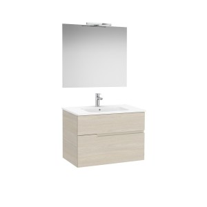 Victoria-n pack (meuble+lavabo+miroir+applique) 2 tiroirs 800 mm frêne clair - ROCA A852107541 