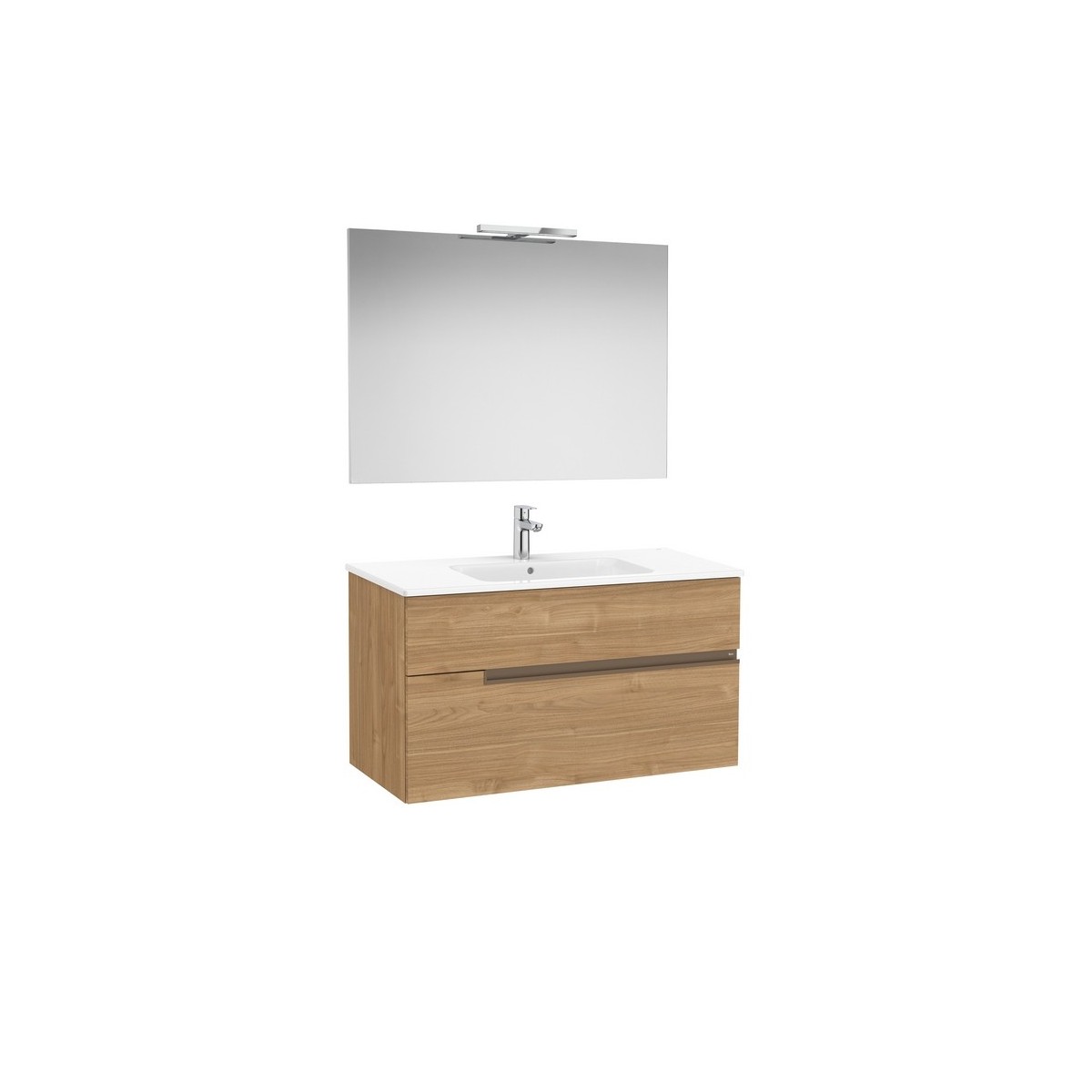Victoria-n pack (meuble+lavabo+miroir+applique) 2 tiroirs 1000 mm noyer - ROCA A852108517 