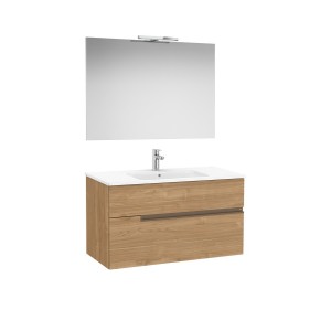 Victoria-n pack (meuble+lavabo+miroir+applique) 2 tiroirs 1000 mm noyer - ROCA A852108517 