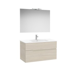Victoria-n pack (meuble+lavabo+miroir+applique) 2 tiroirs 1000 mm frêne clair - ROCA A852108541 