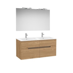 Victoria-n pack (meuble+lavabo+miroir+appliques) 4 tiroirs 1200 mm noyer - ROCA A852109517 