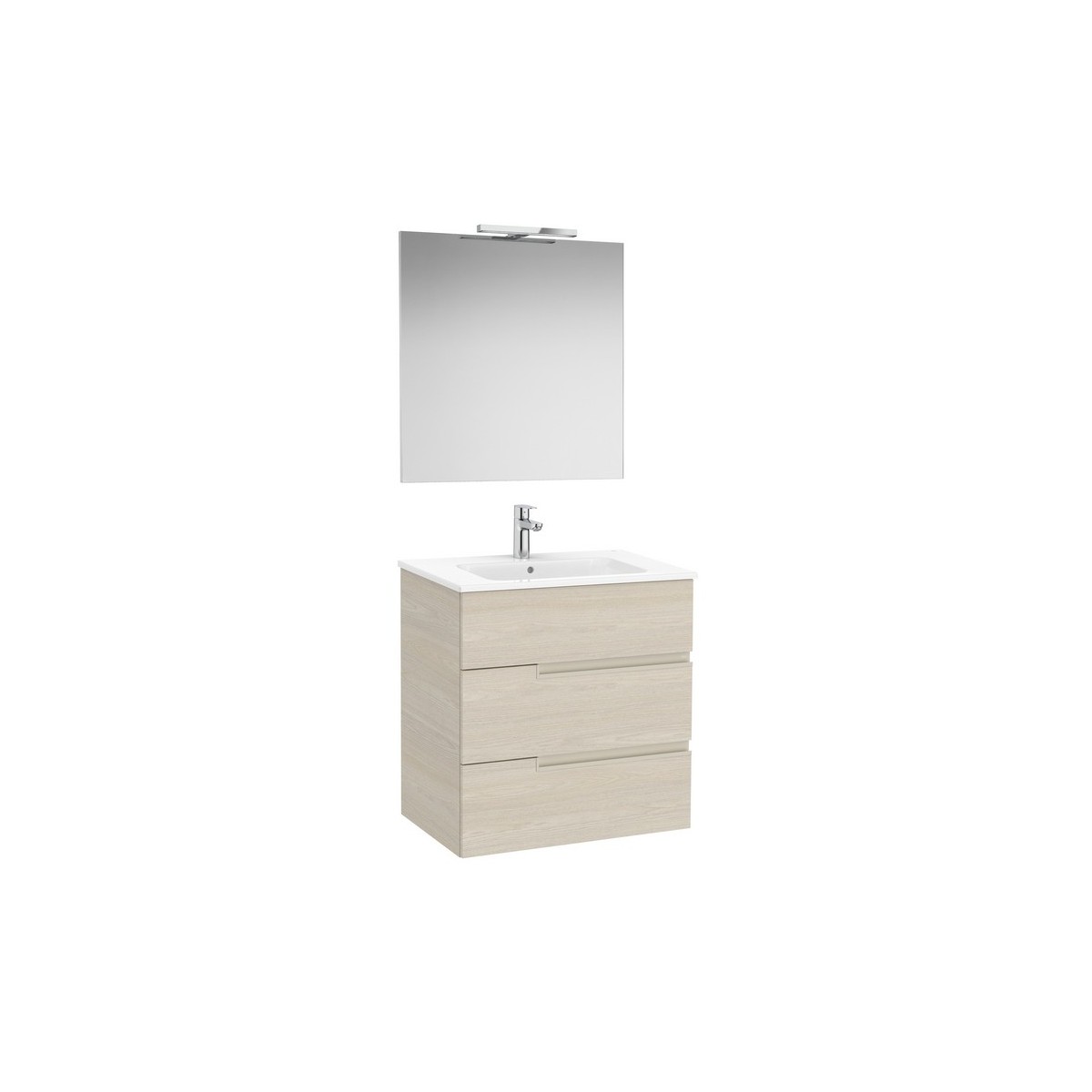 Victoria-n pack (meuble+lavabo+miroir+applique) 3 tiroirs 700 mm frêne clair - ROCA A852111541 