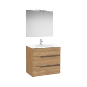 Victoria-n pack (meuble+lavabo+miroir+applique) 3 tiroirs 800 mm noyer - ROCA A852112517 
