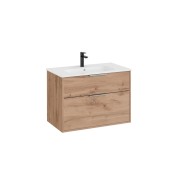 Optica unik 2 tiroirs et lavabo porcelaine 800 mm noyer - ROCA A852453517 