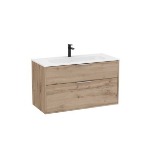 Optica unik 2 tiroirs et lavabo porcelaine 1000 mm noyer - ROCA A852454517 