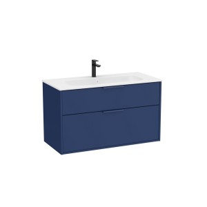 Optica unik 2 tiroirs et lavabo porcelaine 1000 mm bleu acier mat - ROCA A852454551 