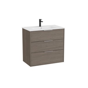 Optica unik 3 tiroirs et lavabo porcelaine 800 mm chêne foncé - ROCA A852457537 