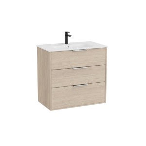 Optica unik 3 tiroirs et lavabo porcelaine 800 mm frêne clair - ROCA A852457541 