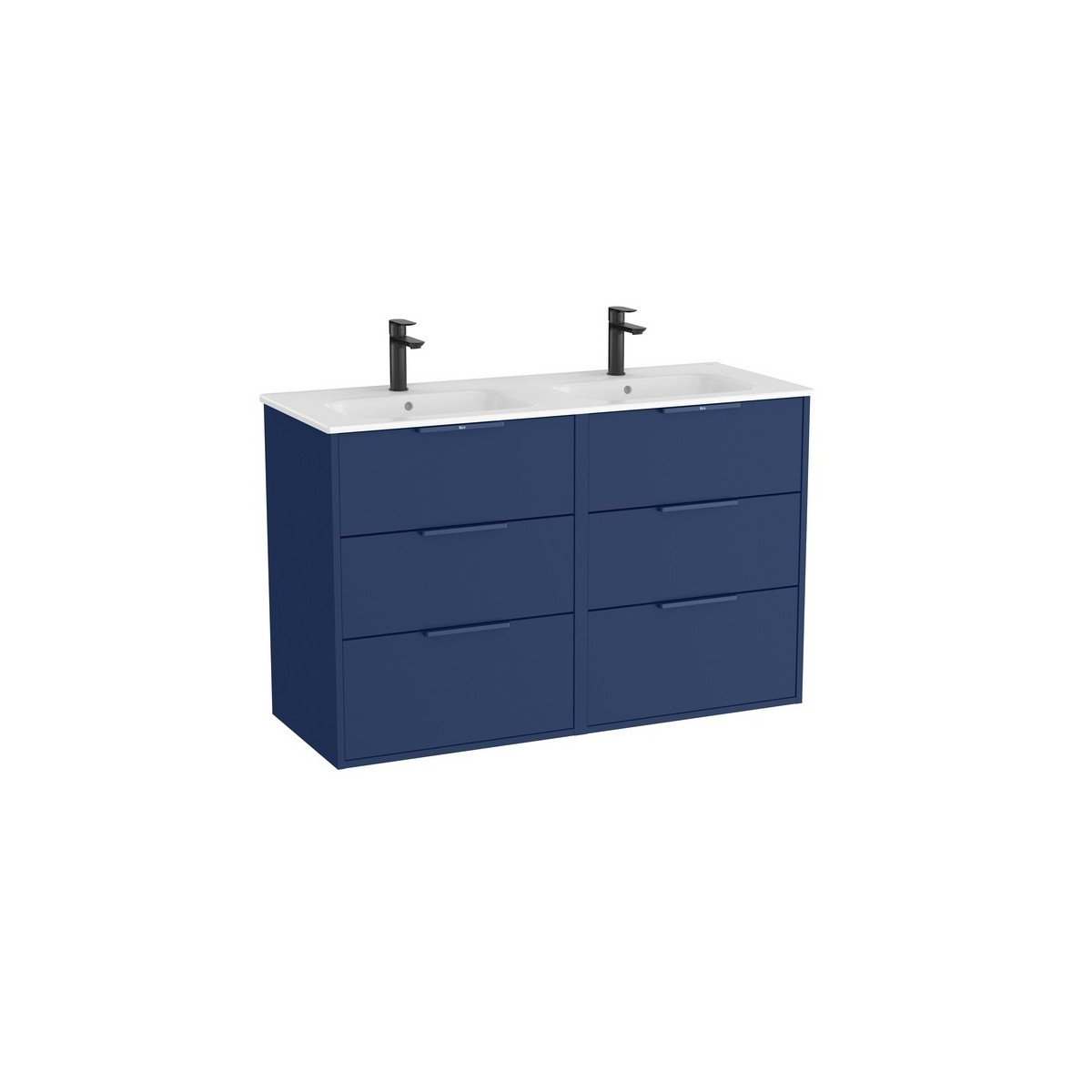 Optica unik 6 tiroirs et lavabo porcelaine 1200 mm bleu acier mat - ROCA A852458551 