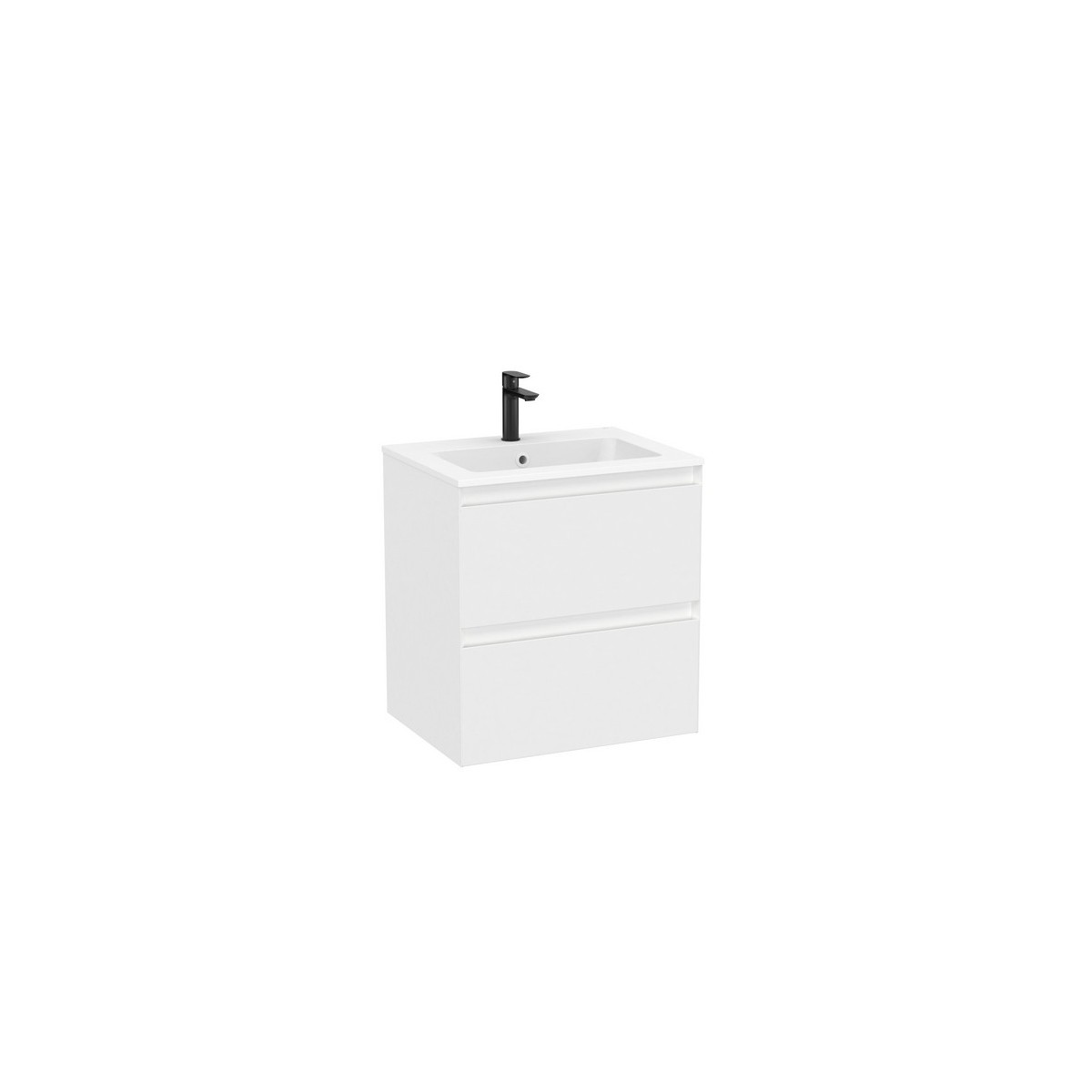 Tenue unik (meuble + lavabo plan procelaine) 2 tiroirs 600mm blanc mat - ROCA A852485529 