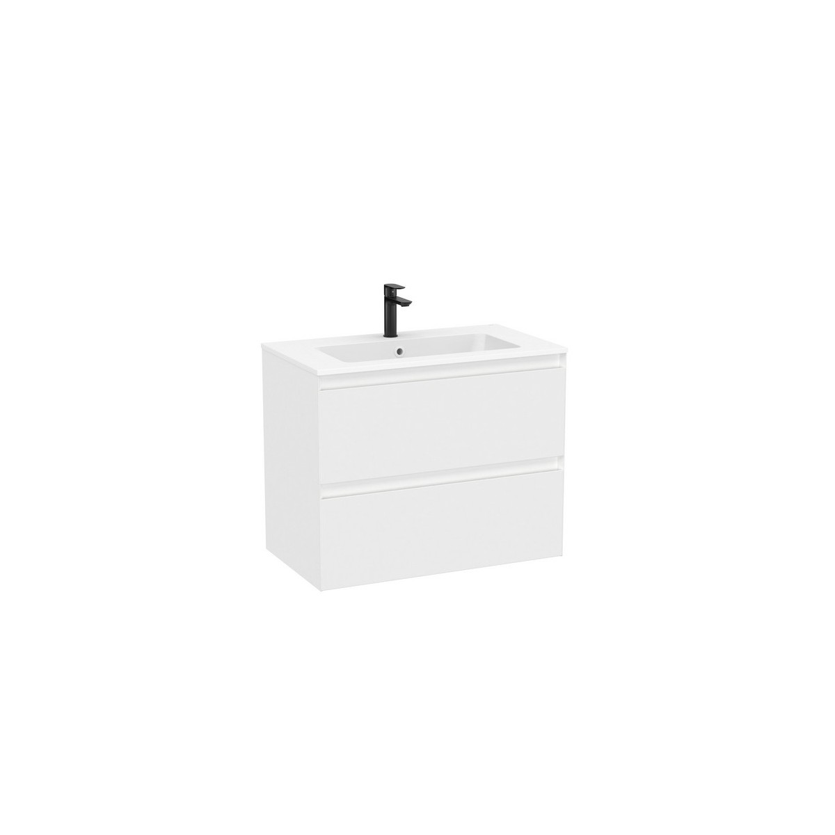 Tenue unik (meuble + lavabo plan procelaine) 2 tiroirs 800mm blanc mat - ROCA A852486529 