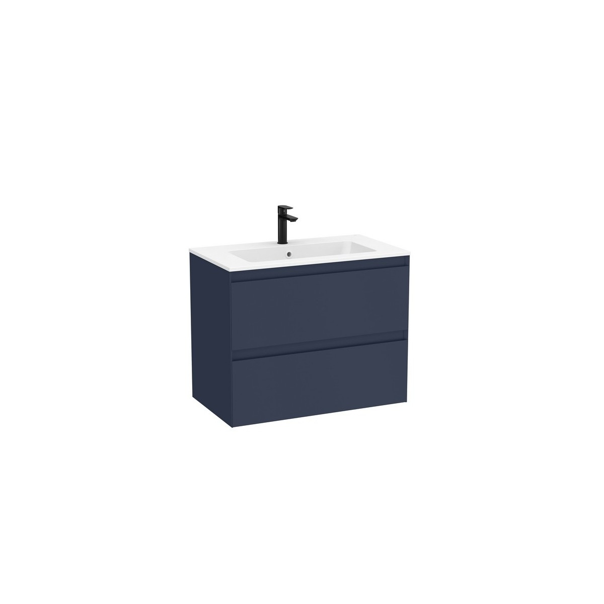 Tenue unik (meuble + lavabo plan procelaine) 2 tiroirs 800mm bleu nuit mat - ROCA A852486538 