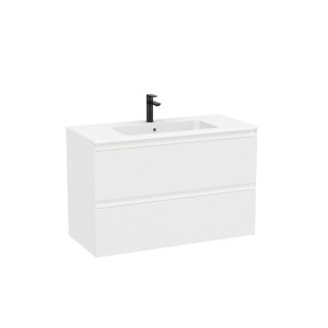Tenue unik (meuble + lavabo plan procelaine) 2 tiroirs 1000mm blanc mat - ROCA A852487529 
