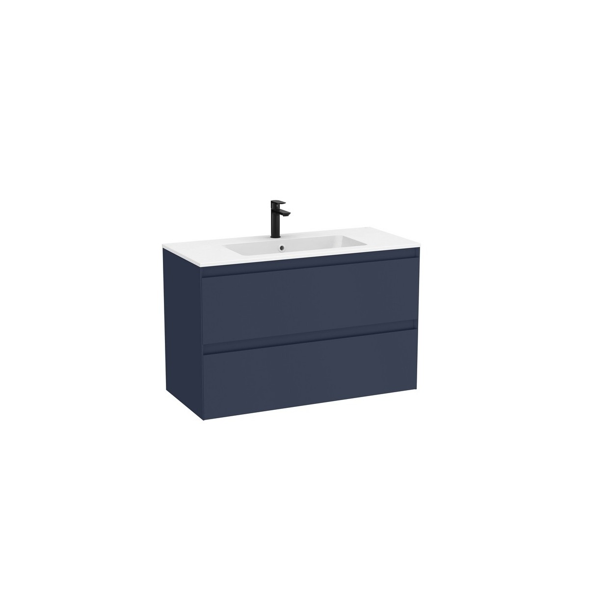 Tenue unik (meuble + lavabo plan procelaine) 2 tiroirs 1000mm bleu nuit mat - ROCA A852487538 