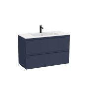 Tenue unik (meuble + lavabo plan procelaine) 2 tiroirs 1000mm bleu nuit mat - ROCA A852487538 