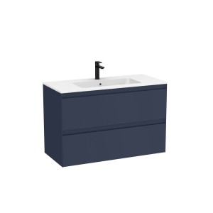 Tenue unik (meuble + lavabo plan procelaine) 2 tiroirs 1000mm bleu nuit mat - ROCA A852487538 