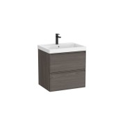 Linea unik (meuble+lavabo) 2 tiroirs 60 cm noyer foncé - ROCA A852488597 