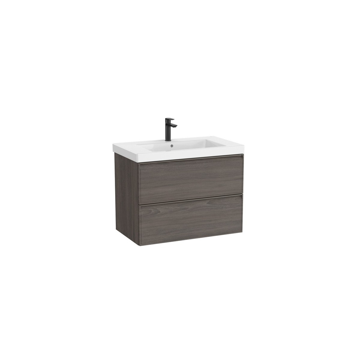 Linea unik (meuble+lavabo) 2 tiroirs 80 cm noyer foncé - ROCA A852489597 