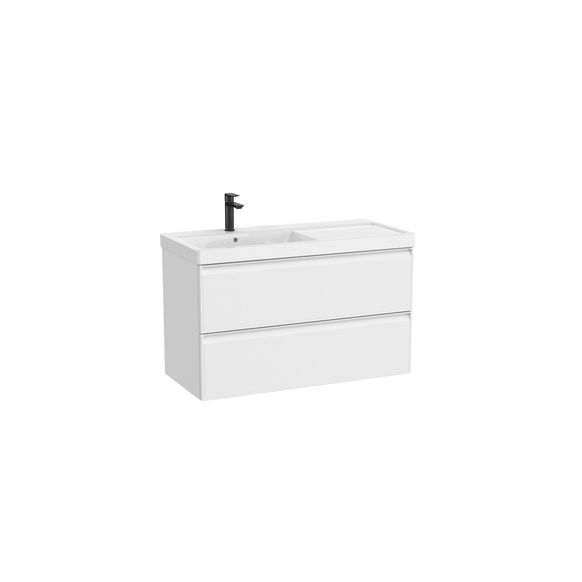 Linea unik (meuble+lavabo asymétrique à gauche) 2 tiroirs 1000 cm blanc mat - ROCA A852490509 