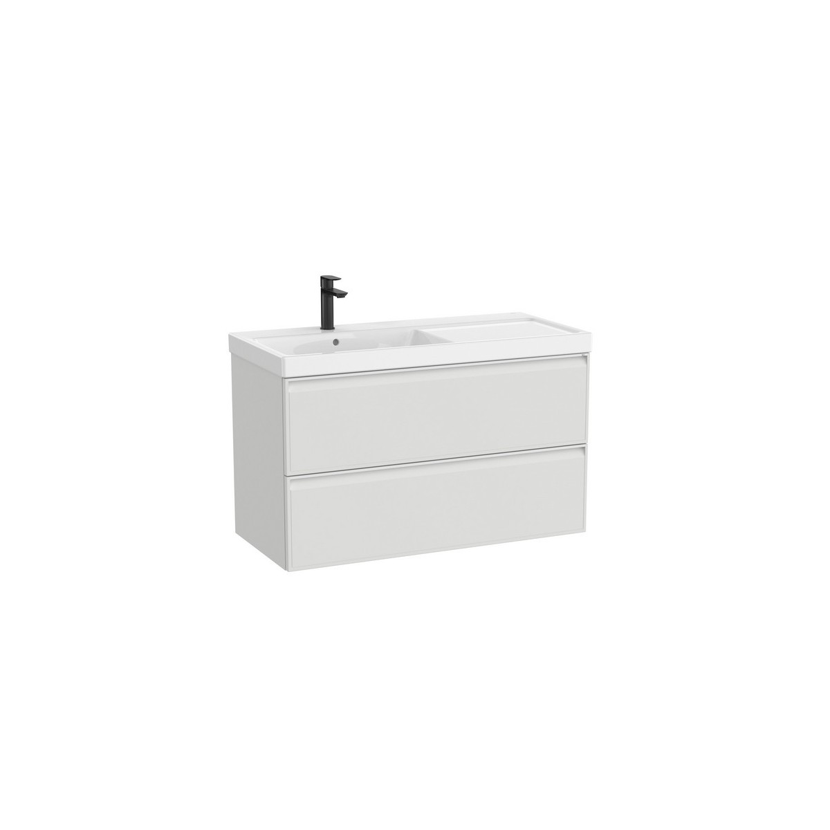 Linea unik (meuble+lavabo asymétrique à gauche) 2 tiroirs 1000 cm gris pierre - ROCA A852490514 