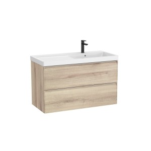 Linea unik (meuble+lavabo asymétrique à droite) 2 tiroirs 1000 cm bois naturel - ROCA A852492524 