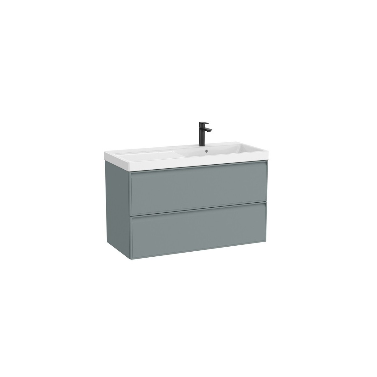 Linea unik (meuble+lavabo asymétrique à droite) 2 tiroirs 1000 cm bleu polaire - ROCA A852492596 