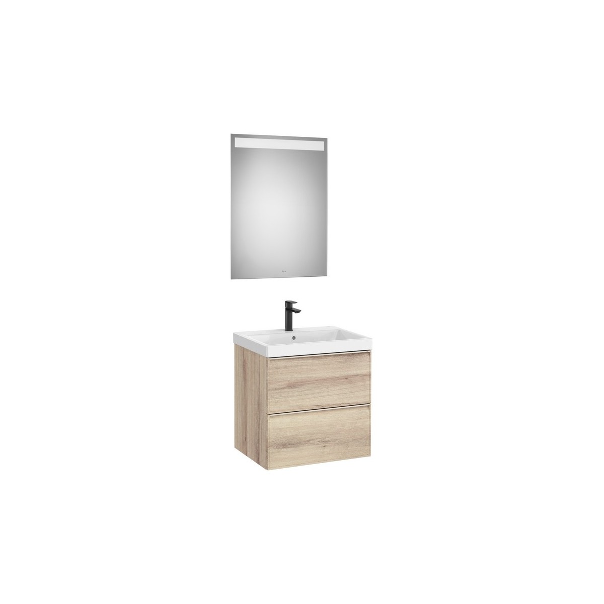 Linea pack (meuble+lavabo+miroir eidos) 2 tiroirs 60 cm bois naturel texturé - ROCA A852494524 