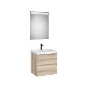 Linea pack (meuble+lavabo+miroir eidos) 2 tiroirs 60 cm bois naturel texturé - ROCA A852494524 