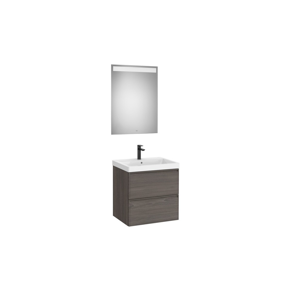 Linea pack (meuble+lavabo+miroir eidos) 2 tiroirs 60 cm noyer foncé - ROCA A852494597 