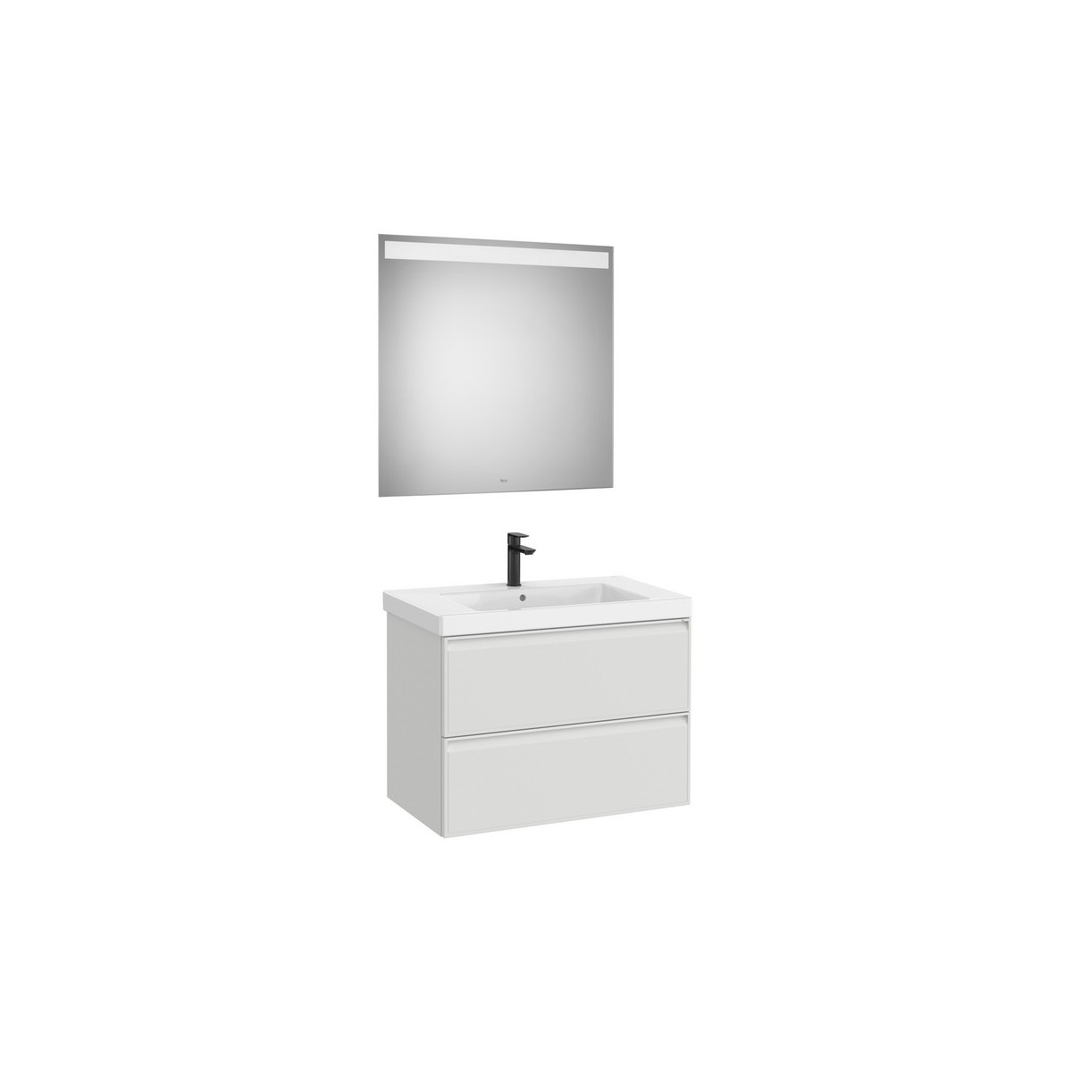 Linea pack (meuble+lavabo+miroir eidos) 2 tiroirs 80 cm gris pierre mat - ROCA A852495514 