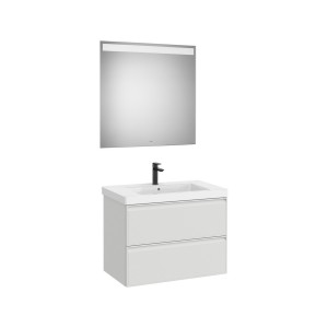 Linea pack (meuble+lavabo+miroir eidos) 2 tiroirs 80 cm gris pierre mat - ROCA A852495514 