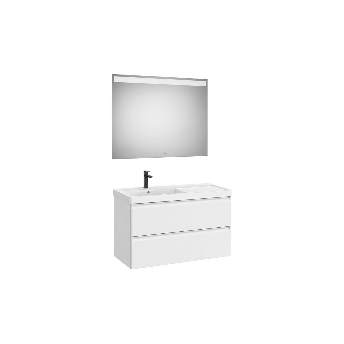 Linea pack (meuble+lavabo asymétrique gauche+miroir eidos) 2 tiroirs 1000 mm - ROCA A852496509 