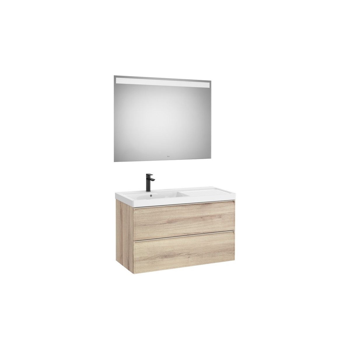 Linea pack (meuble+lavabo asymétrique gauche+miroir eidos) 2 tiroirs 1000 mm - ROCA A852496524 