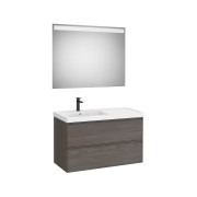 Linea pack (meuble+lavabo asymétrique à gauche+miroir eidos) 2 tiroirs 1000 mm n - ROCA A852496597 