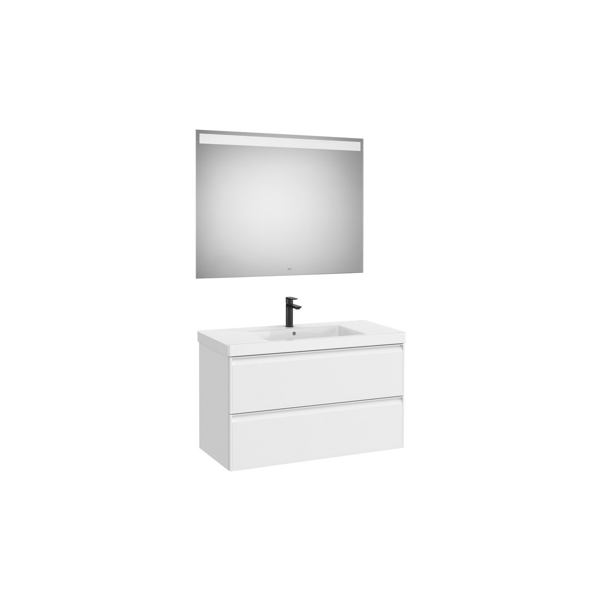 Linea pack (meuble+lavabo centré+miroir eidos) 2 tiroirs 1000 cm blanc mat - ROCA A852497509 