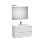 Linea pack (meuble+lavabo centré+miroir eidos) 2 tiroirs 1000 cm gris pierre mat - ROCA A852497514 