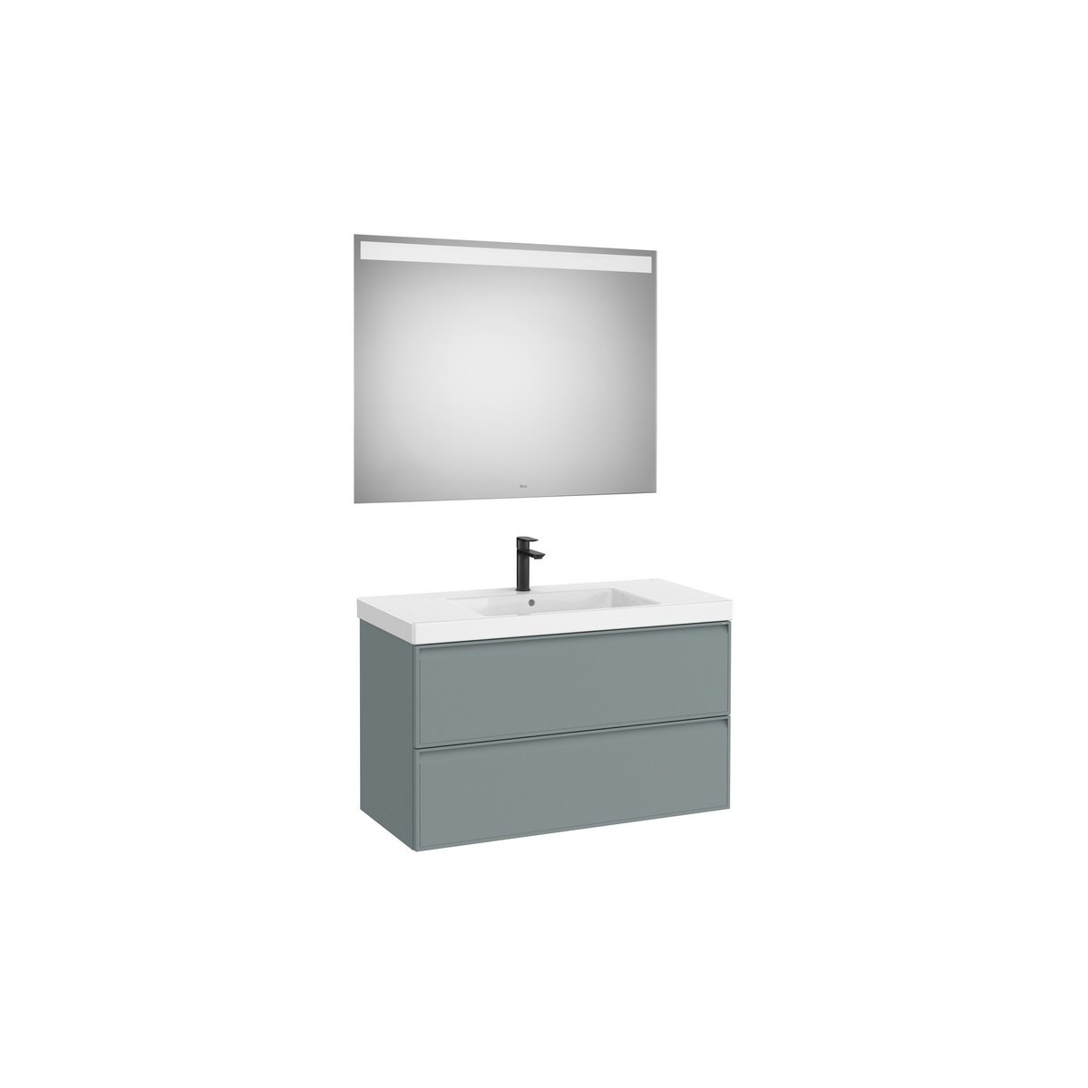 Linea pack (meuble+lavabo centré+miroir eidos) 2 tiroirs 1000 cm bleu polaire - ROCA A852497596 