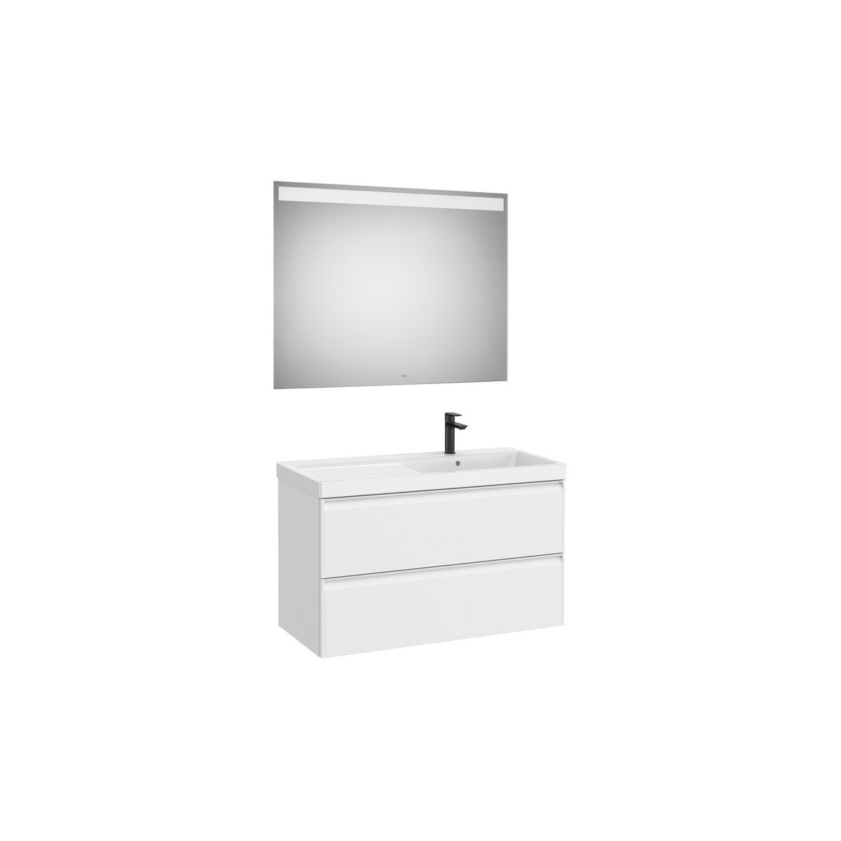 Linea pack (meuble+lav asymétrique droite+miroir eidos) 2 tiroirs 1000mm blc mat - ROCA A852498509 