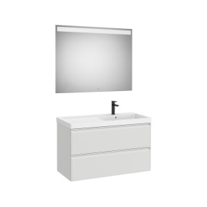 Linea pack (meuble+lav asymétrique droite+miroir eidos) 2 tiroirs 1000 mm gris - ROCA A852498514 