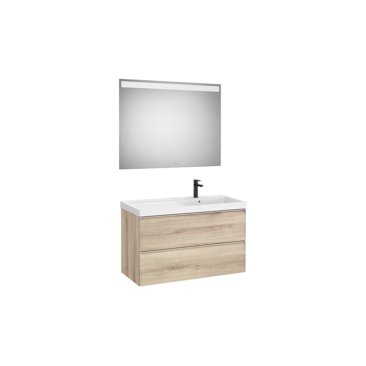 Linea pack (meuble+lav asymétrique droite+miroir eidos) 2 tiroirs 1000 mm bois - ROCA A852498524 