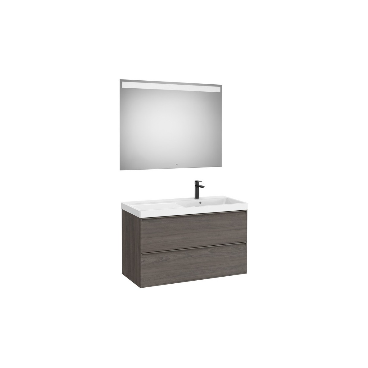Linea pack (meuble+lav asymétrique droite+miroir eidos) 2 tiroirs 1000 mm noyer - ROCA A852498597 