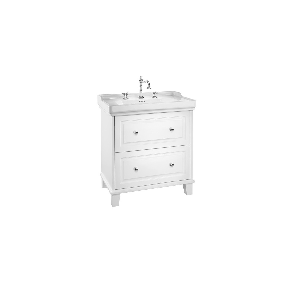 Carmen unik meuble 2 tiroirs + lavabo 3 trous 800mm blanc mat - ROCA A852534509 