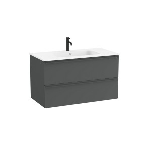 Volia unik meuble 2 tiroirs onyx mat et lavabo en céramique blanc mat 1000 mm - ROCA A852537531 
