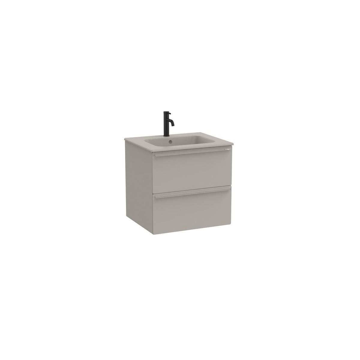 Volia unik meuble 2 tiroirs gris mat et lavabo en céramique gris mat 600 mm - ROCA A852539510 