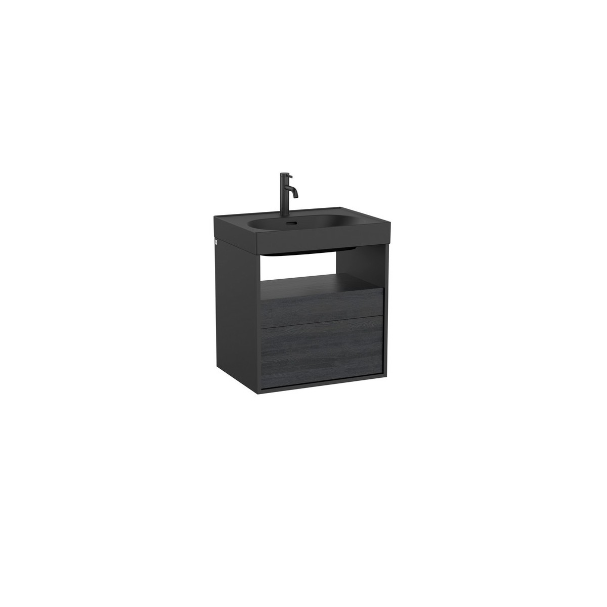 Meridian meuble 2 tiroirs et 1 niche noir mat et ébène 600 mm - ROCA A858106610 